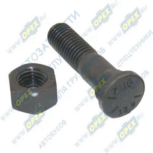 4F3657&4K0367 Болт С/И 5/8"(М16х70) - 11 UNС L=56 кругл. голов. с квадр. подгол. в сб. с гайкой зуба ковша JCB 3СX, 4CX ZMG