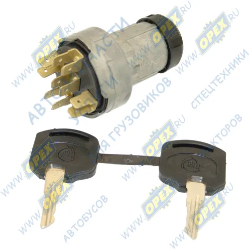 1202.3704-03 Выключатель (замок) зажигания КАМАЗ.МТЗ.МАЗ.УРАЛ; мягкая обл.ключа, 5 двойных клемм АвтоАрматура