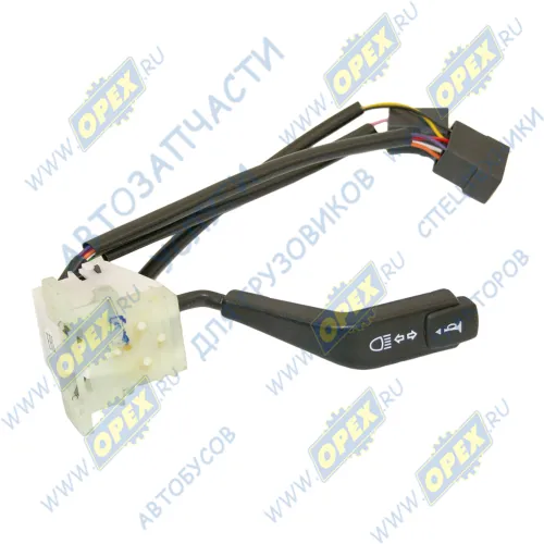 1102.3769-02 Переключатель ГАЗ-3302,3307, указат.поворот.и света со встроен.сигналом L=170; 12-24V; 9 плоских клемм АвтоАрматура