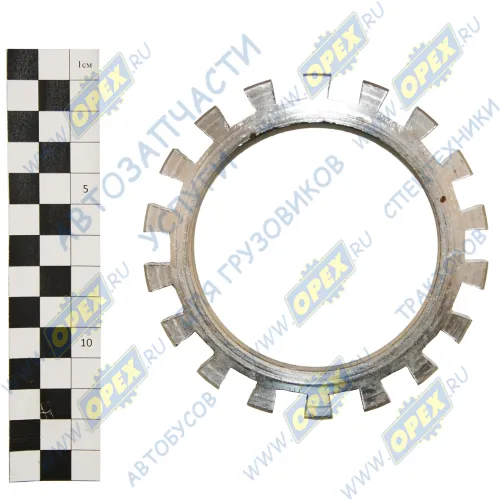 500-3104076-Б Гайка (круглая) М80х2 С/И h=12 внутр.резьба подшипников ступицы и оси балансира полуприцепа, зубчат АШ1