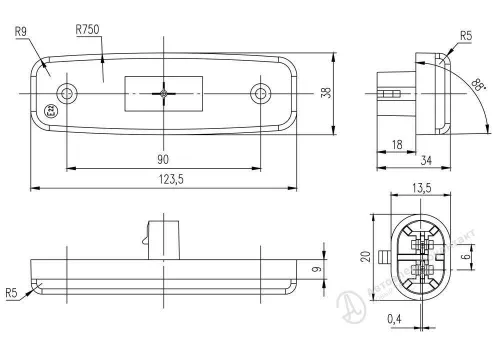 ФГАЭ-001 Фонарь габаритный ПАЗ Вектор Next разъем AMP 12-24в АЭК1