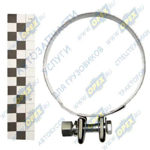 534005-1203050 Хомут глушителя D=114,5 мм h=30 (болт-гайка), MAN Bus (1970-2020), MB LCV (1970-2020); (ст.номер 544022-1203034) приемной трубы МАЗ (ф113-121)  s=24 со стяжным болтом БААЗ1