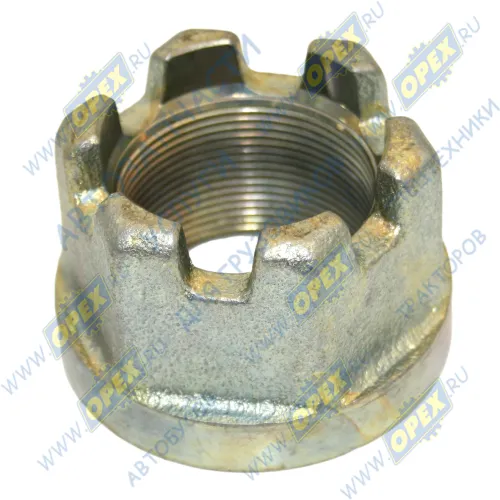 375107-10 Гайка С/И М48х2 h=50 К=64 , корончатая крюка буксировочного МАЗ (М48х2 h=50 К=64, корончатая) БААЗ
