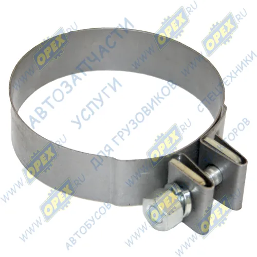 534005-1203050 Хомут глушителя D=114,5 мм h=30 (болт-гайка), MAN Bus (1970-2020), MB LCV (1970-2020); (ст.номер 544022-1203034) приемной трубы МАЗ (ф113-121) s=24 со стяжным болтом БААЗ