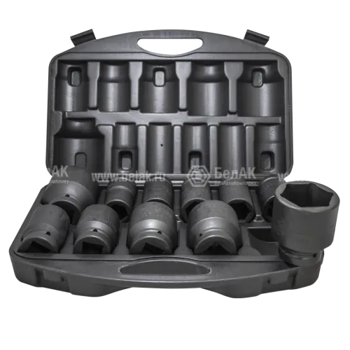 БАК.00105 Набор головок торцевых 1" ударных (для гайковёрта); 6-ти гран, 27-60мм, 11пр. БелАК1