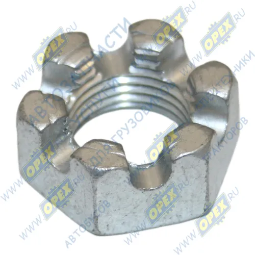 853536-009 Гайка ГОСТ-5918 М16х1,5; h=12 К=24 (коронч.) левая резьба БелЗАН