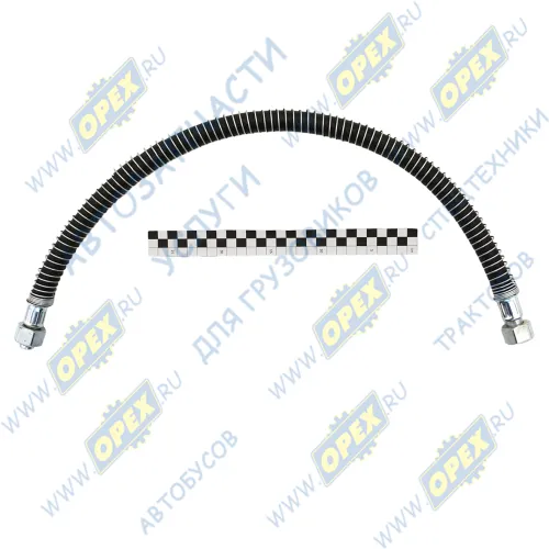 5336-3506085-01 Шланг тормозной L=700, Г=М22+К27/Г=М22+К27) МАЗ от РДВ к п/противозамерзания; L=715мм БЕЛОГ