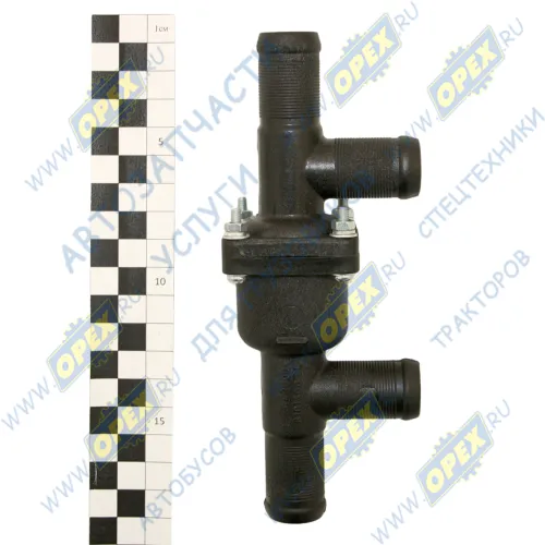 643008-8101400 Клапан обратный отопителя МАЗ; (ПВХ корпус) (L=140; 4 вых.ф20, разборный) БЕЛОГ1