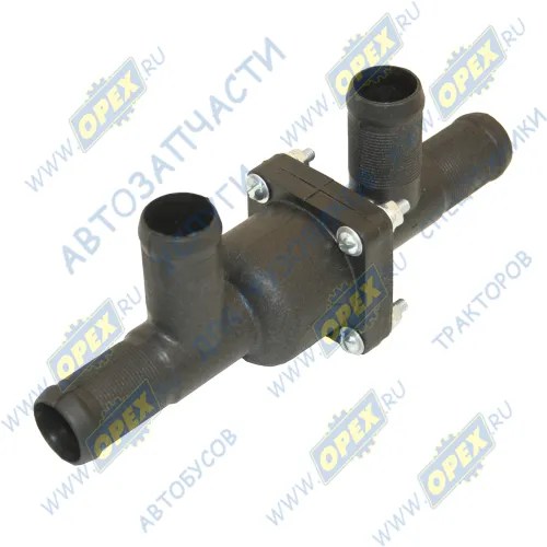 643008-8101400 Клапан обратный отопителя МАЗ; (ПВХ корпус) (L=140; 4 вых.ф20, разборный) БЕЛОГ