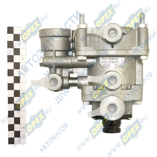 6024-3522010-00 Клапан управления тормозами прицепа 2х-провод. (5 вых. М16х1,5)(с клапаном обрыва) Н/О (КУТП-2) KRONE (1970-2021), VOLVO FH (1993-2021); + БЕЛОМО2
