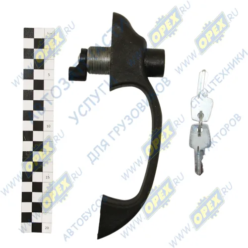 2522-6105300 Ручка ПВХ L=215х30 Рнаруж=27х1,5; 1отв.М6х1 с ключами, левая Волмет1