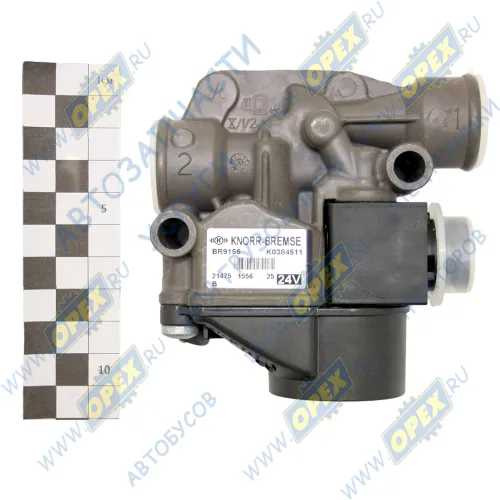 ВR9156-К0384511 Кран модулятор ABS тягача, байонет (DIN)72585, DAF LCV (1970-2020), IVECO LCV (1970-2020), VOLVO FH12 (1993-2020) MAN Bus (1970-2020), MB Accelo (2003; ГАЗ-3308,3309 (Knorr-Bremse) ГАЗ1