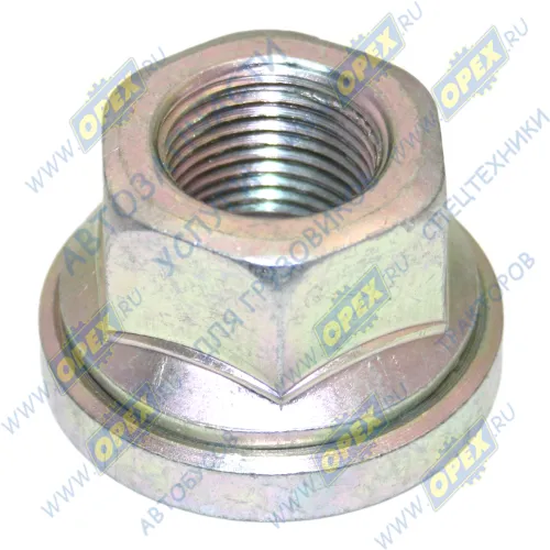 3302-3101034 Гайка С/И M18x1,5 h=24 К=27 с упорной шайбой колесная ГАЗ.ЗИЛ BPW (1970-2020), MAN Bus (1970-2020), MB Accelo (2003-2020); h=24 К=27 (фланцевая) с шайбой крепл. колеса ГАЗ.ЗИЛ ГАЗ