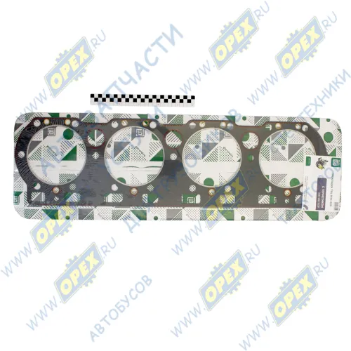 238-1003210-В Прокладка (м/асбест) С/Ф; 230х825; 4отв.под гильзу ф150, ГБЦ стар.обр.; С/О квадр.отв. (с герметиком) ГБЦ