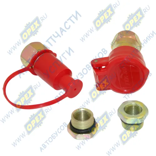 DA-00905 Разъем пневматический (комплект) M16/M22; (красный, с крышкой, к-т) ДАЛИ-авто