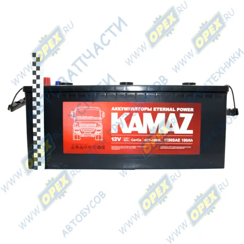 6CT-190 VL SAE п.п. Аккумулятор (АКБ) прямая полярность (4) 190 а/ч клемма конус; 512*222*218 1150А КАМАЗ-УВК2