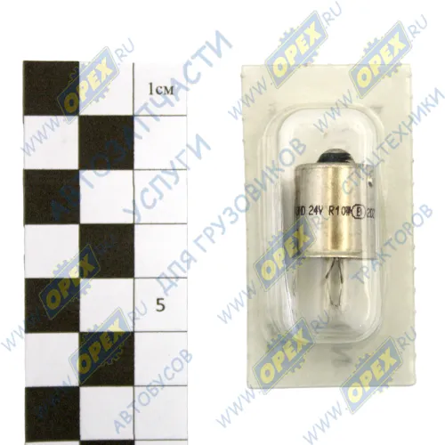 N072601024704 Лампа накаливания 24V 10W; R10W (BA15s - 1 контакт) K?GEL (1970-2020), MB Accelo (2003-2020), NEOPLAN (1970-2020), RVI LCV (1970-2020), VOLVO Bus (197; BA15s 1987302506 КАМАЗ-УВК