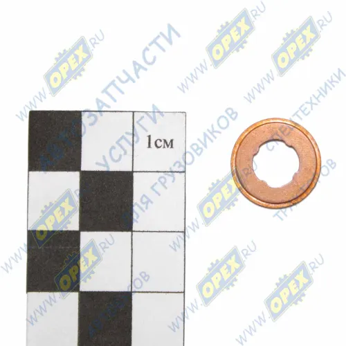 F00RJ01453 Кольцо (медь) С/И ф7х15х1.5 (вн.4-х гранник) распылит теплозащита, форсунка вспрыска Cummins, медь ф7х15х1,5 (внутр. 4-х гранник) КАМАЗ-УВК