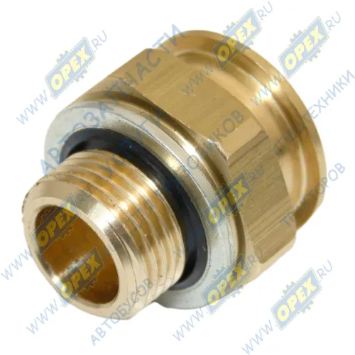 657-М1816-000 Фитинг Штуцер топливный быстросъемный 180° (под трубку ф18); М18*16 латунь КАМАЗ-УВК