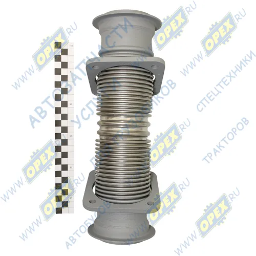 000.4859.150.000 Рукав глушителя (металлорукав) L=360 ф80 2 квадр.фланца по 4отв. ф10 Евро-2,3; (нержавейка) КАМАЗ-УВК1