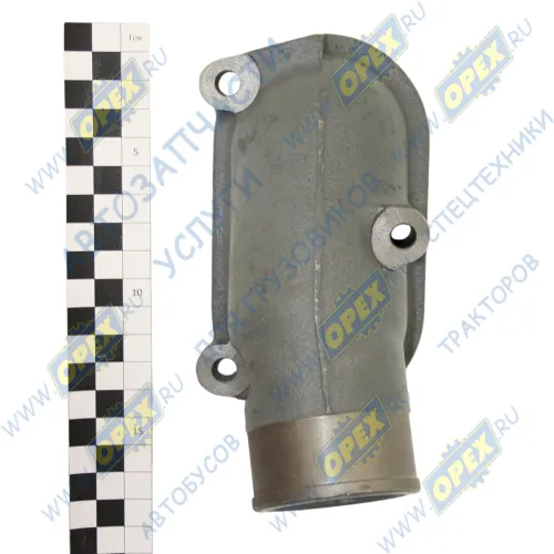 740.11-1303130 Патрубок (чугун) ф60; L=152; h=85; 3отв.ф8 водяной коробки Евро-2 КАМАЗ-УВК2