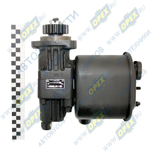 4310-3407200-12 Насос гидроусилителя (ГУРа) КАМАЗ в сборе с бачком и шестерней отвод М26 KAMAZ 4310 53212 [KamAZ-740.10 / KamAZ-740.20]; (ЕлецГидроПривод) КАМАЗ-УВК2