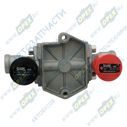 35205040010 Клапан растормаживания М16х1.5; черный+красный (сдвоенный) DAF LCV (1970-2020), KRONE (1970-2020), K?GEL (1970-2020), SCANIA LCV (1970-2020); 1738494 КАМАЗ-УВК1