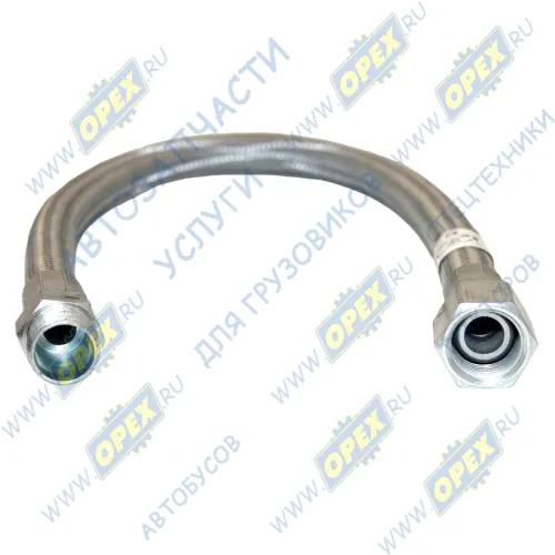 7850-3506060 Шланг тормозной (ГАЙКА+ШТУЦЕР) L=605-655 Г=М22+К27/Ш=М22+К24 в броне компрессора Евро-2 ф20 КАМАЗ-УВК1