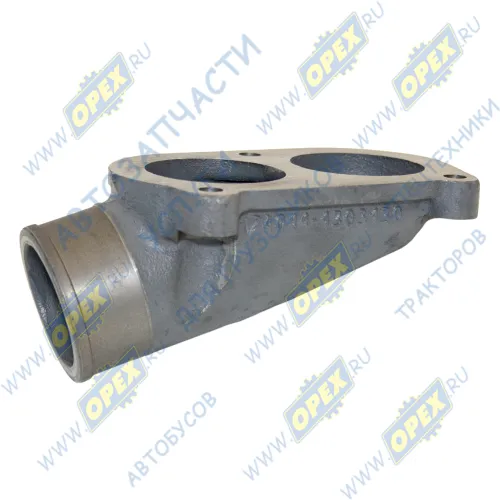 740.11-1303130 Патрубок (чугун) ф60; L=152; h=85; 3отв.ф8 водяной коробки Евро-2 КАМАЗ-УВК