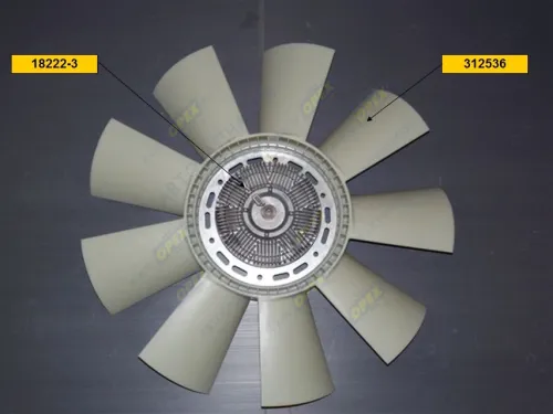 18223-3 Вискомуфта вентилятора с крыльчаткой (Ø660 мм - 9 лопастей); КамАЗ-54115 дв. 740.30, 740.31 (до 2007г.) КАМАЗ
