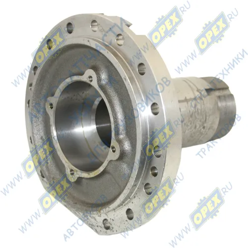 4310-2304085 Цапфа dпосад=255 14отв.ф12 +2отв.ф12х1,25 +4отв.ф8х1,25 L=230 dвала=90 Р=М85х2 ,подкачка слева; штуцер подвода в сальник КАМАЗ1