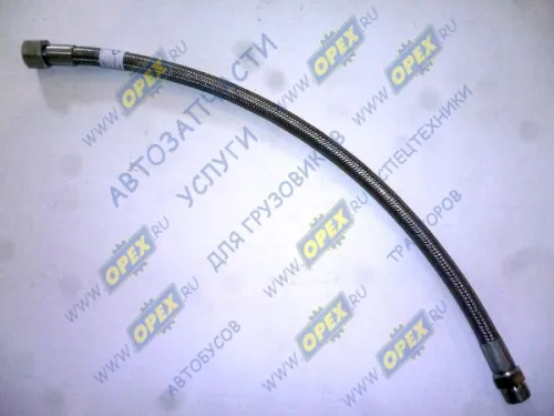 7850-3506060 Шланг тормозной (ГАЙКА+ШТУЦЕР) L=605-655 Г=М22+К27/Ш=М22+К24 в броне компрессора Евро-2 ф20 КАМАЗ