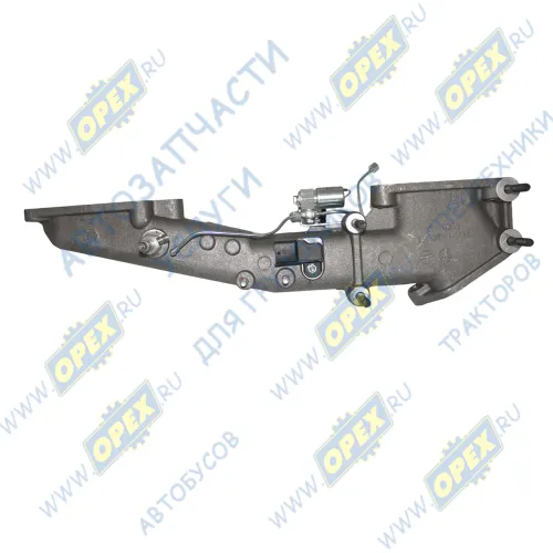 740.63-1115030-10 Патрубок кривой (1 изг. алюм.) L=700 3 флан. С/Ф 2 шпил. М8х1,25 4 шпил. М10х1,25, датч. давлен. и темп., клапан электромагнит., свеча накалив., КАМАЗ2