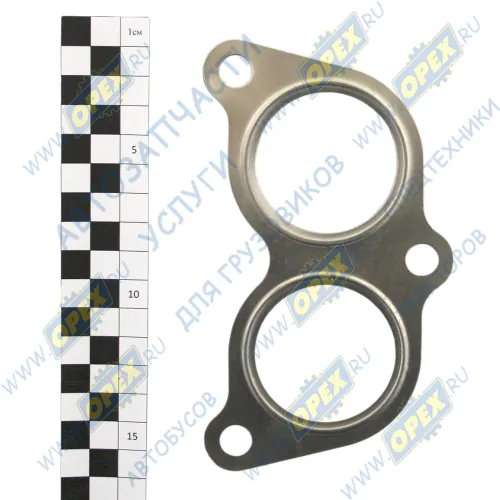 7403.1008064 Прокладка С/Ф; выпуск.трубы(коллектора) ЕВРО(очки) 65х150х0,5 фвнутр=48х2 3отв.ф10 сталь КАМАЗ