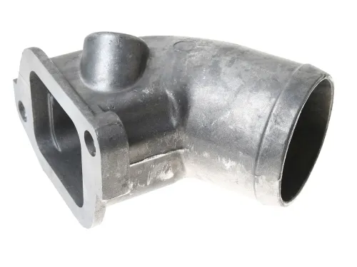 6520-1303058 Патрубок (силумин) L=170 ф70/фланец 2отв.ф10,1отв М22х1,5 отводящий радиатора КАМАЗ