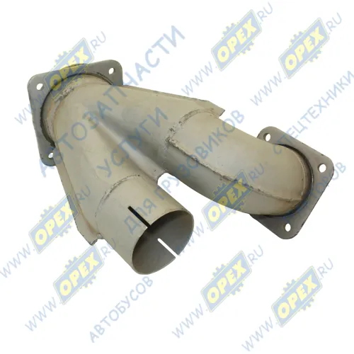 6522-1203035 Фитинг Тройник L=370х265 ф100/квадр фл 4отв.ф10/квадр фл 4отв.ф12 глушителя КАМАЗ1