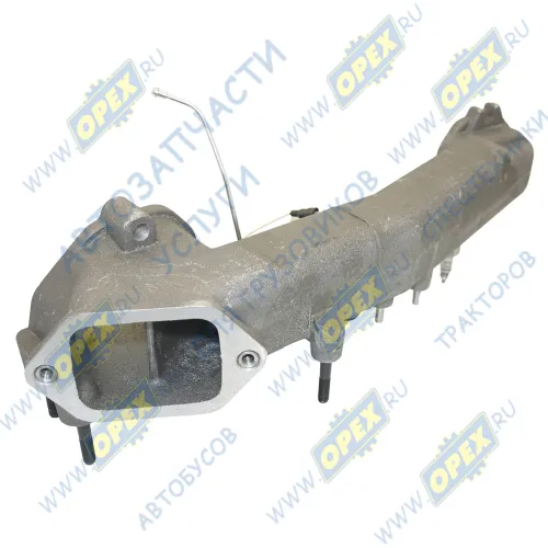 740.63-1115030-10 Патрубок кривой (1 изг. алюм.) L=700 3 флан. С/Ф 2 шпил. М8х1,25 4 шпил. М10х1,25, датч. давлен. и темп., клапан электромагнит., свеча накалив., КАМАЗ1