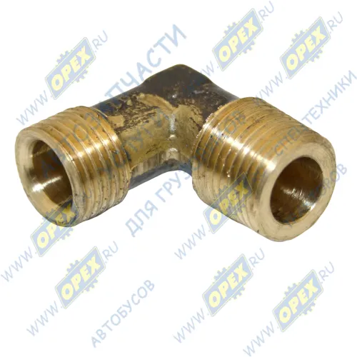 864857 Фитинг (угольник); Рнаруж=М16х1,5/М16х1,5; L=32х34 топливозаб. резьба конич КАМАЗ
