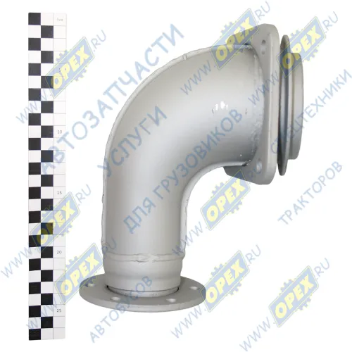 54115-1203011-10 Патрубок приемный L=320 квадр.флан.4отв/кругл.фл 6отв. к ТКР Schwitzer; 6 шпилек КАМАЗ