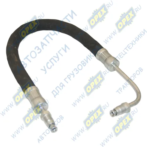 4310-1602590 Шланг тормоз. (РТИ+сталь) ф17 L=470 Ш=М12+К13/Ш=М12+К13 кривой ПГУ на 4310 с угл.нак.90 град КАМАЗ