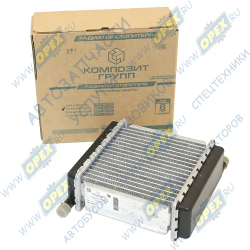 1216К.8101060 Радиатор отопителя МТЗ, 3-рядн., без краника, патрубки в разные стороны; (алюминий) Композит