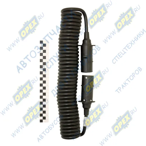 5410-3724706 Кабель (24В; ISO1185 (Type N) 7 полюсов) электрический прицепа (спиральный) L=7500; с вилками ПС325 пластик (кабель-Р-3519103Е) КонтурАвтоЖгут1