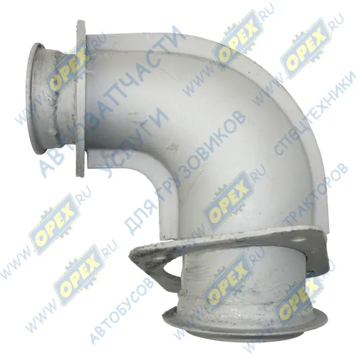 954115-1203011-50 Патрубок (сталь) кривой (1 изг.) ф60х64/ф83х87 L=320 кругл. флан. Ф110 6 отв. ф9 квадр. флан. 130х130 4 отв. ф11 ТКР Кукмор1