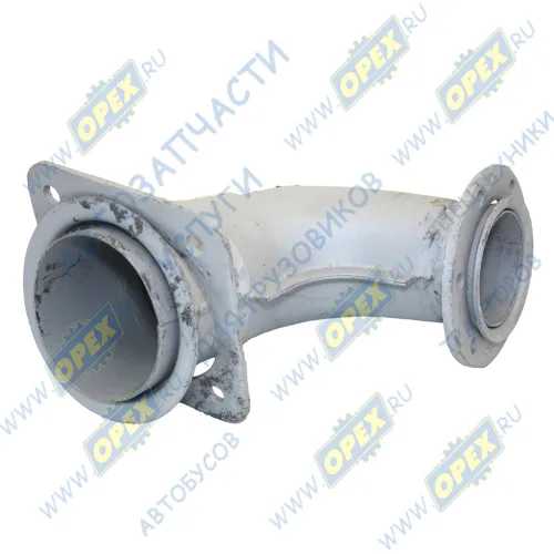 954115-1203011-50 Патрубок (сталь) кривой (1 изг.) ф60х64/ф83х87 L=320 кругл. флан. Ф110 6 отв. ф9 квадр. флан. 130х130 4 отв. ф11 ТКР Кукмор