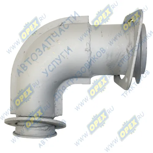 954115-1203011-60 Патрубок (сталь) кривой (1 изг.) ф60х64/ф83х87 L=350 кругл. флан. Ф110 6 отв. ф9 квадр. флан. 130х130 4 отв. ф11 ТКР Кукмор1