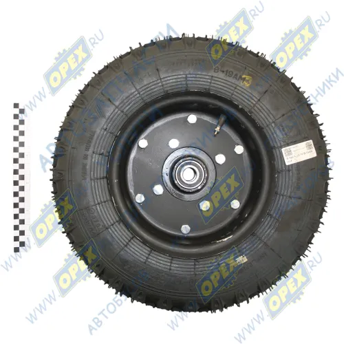 УМДУ-80.82-02.06.04.000 Колесо опорное 5.00-10 на щетку в сб с шиной и подшипником под ось 25мм; 5/00-10( ступ.80мм с подшиниками180105 и ступицей Локнея1