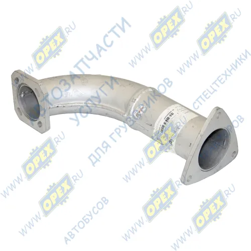 4370-1203009-001 Труба приемная глушителя МАЗ-4370 L=455 треугольный фл. 3отв./квадрат.фланец 4отв., в сборе МАЗ