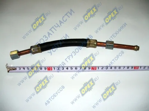 6422-3506146 Трубка (медь со шлангом) ф10; L=365 Г=М16+К19/Г=М16+К19 от ГТК к клапану управления тормозами п/п МАЗ
