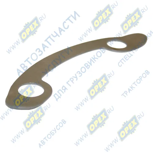 6303-2502044 Пластина стопорная шпильки стакана подшипников МАЗ (141х13, h=1,5., 2 отв, полумесяц, сталь) МАЗ