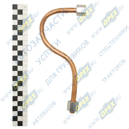 6430-2927014-10 Трубка МАЗ (медь) ф10 L=300 Г=М16+К19/Г=М16+К19 пневмобаллона задней подвески МАЗ1